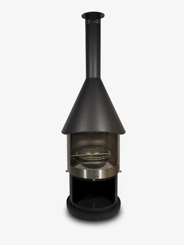 FIRESTAR Gartenkamin DN 800 Swing Glas 3. Generation Edelstahl schwarz - Eleganter Terrassenkamin mit doppelwandigem Brennraum für effiziente Wärmeabgabe. Rollbar und mit Ablauflöchern für eine einfache Handhabung. Ideal für entspannte Abende im Freien.