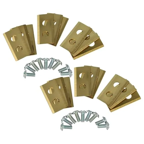 vhbw 18x Ersatz-Messer kompatibel mit Kress Mission KR173E, KR172E, KR174E, KR233E Rasenmäher - Ersatzklinge Gold, Stahl (Titanbeschichtung)