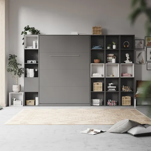 SMARTBett Wohnwand Schrankbett 140x200 Vertikal - Schrankbetten für platzsparendes Wohnen, ausgestattet mit Gasdruckfedern für müheloses Öffnen und Schließen. Ideal für kleine Zimmer und als Gästebett.