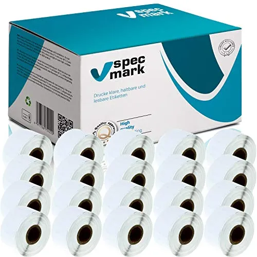 specmark 20 Etiketten-Rollen kompatibel mit DYMO 99012 36mm x 89mm S0722400 260 Stück kompatibel zu allen Etikettendruckern LabelWriter 450 4XL Seiko-SLP