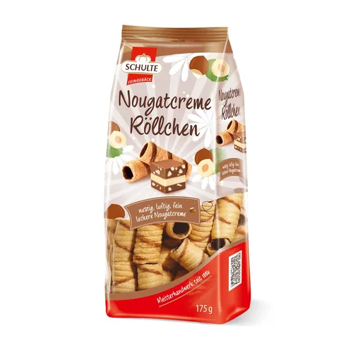 Schulte Nuss Nougat Röllchen Waffelröllchen mit Nuss Nougatcreme 175g