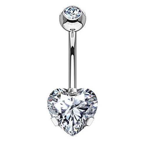 Piercingfaktor Bauchnabelpiercing Chirurgenstahl Bauch Bauchnabel Piercing Banane Stecker Anhänger mit Kristall Herz Silber