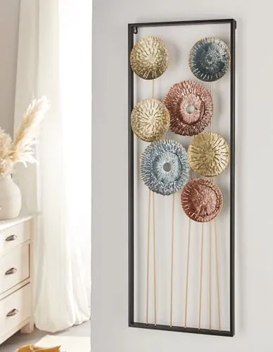 Dekoleidenschaft 3D Wandbild Metallic-Blumen aus Metall, 34x95 cm, leuchtende Farben, Wanddeko, Wandschmuck, Metallbild