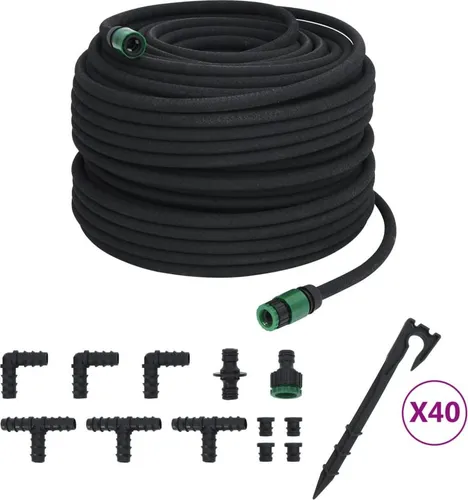 vidaXL Tropfschlauch 100m - Gartenschlauch für effiziente Bewässerung, aus strapazierfähigem Gummi, ideal für gleichmäßige Pflanzenbewässerung und Wasserersparnis.