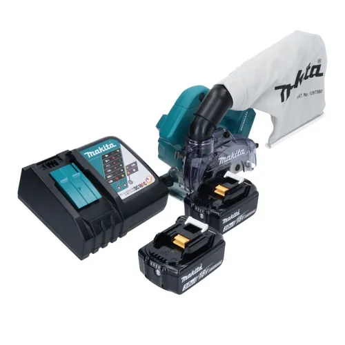 Makita DCC 500 RF Akku Diamantschneider 18 V 125 mm - Fliesenschneidmaschinen mit leistungsstarkem Brushless-Motor, inklusive 2x 3,0 Ah Akkus und Ladegerät für kabellosen Einsatz und maximale Flexibilität.