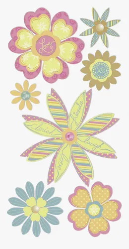 Sticker Mix Blumen spitz pastell,