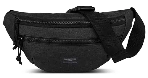Southwest Bound Hüfttasche Schwarz, Unisex, 13 x 31 x 7 cm, 2 Liter | 2 RV-Hauptfächer, Gepolstert, Verstellbarer Gurt, Für Alltag, Reise und Freizeit
