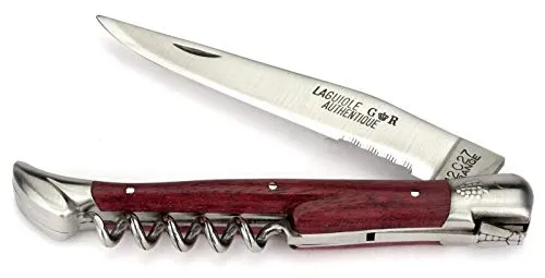 Thiers-Issard Laguiole Wein Taschenmesser BACCHUS 13 cm - Griffschalen Amaranth - Korkenzieher - Messer Klinge 11 cm 12C27 Sandvik Stahl