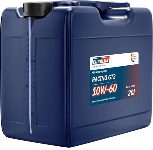 EUROLUB RACING GT2 SAE 10W-60 Motoröl, 20 Liter - Hochleistungs-Motoröl für PKWs, ideal für Rennsport und extreme Bedingungen. Perfekte Schmierung für Benzin- und Dieselmotoren mit Turbolader.