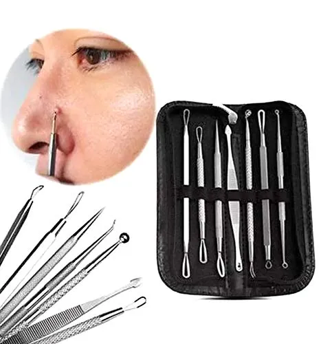 Gesichtspflege Set Mitesser-Entferner Edelstahl - Praktisches Set zur sanften Entfernung von Mitessern und Pickeln, aus hochwertigem Edelstahl für eine einfache Anwendung und hygienische Pflege.