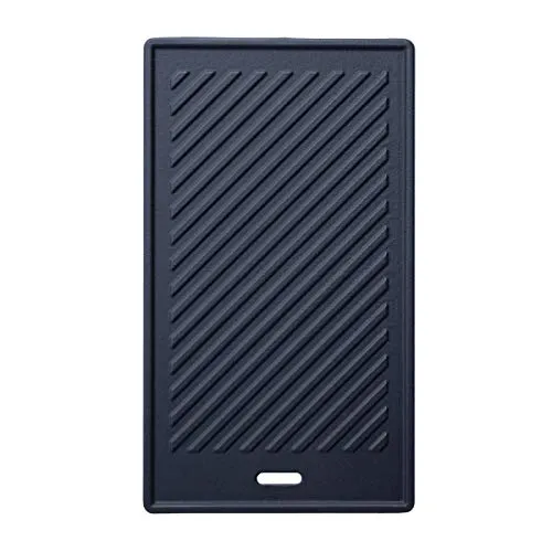 TAINO PLATINUM/BLACK Gusseisen Grillplatte - Wendeplatte für Gasgrills - Vielseitige Grillplatte aus Gusseisen mit 24 x 42 cm für gleichmäßige Hitzeverteilung. Ideal für Fleisch, Fisch und Gemüse. Perfekte Ergänzung für TAINO Gasgrills und tolles Geschenk für Grillliebhaber.