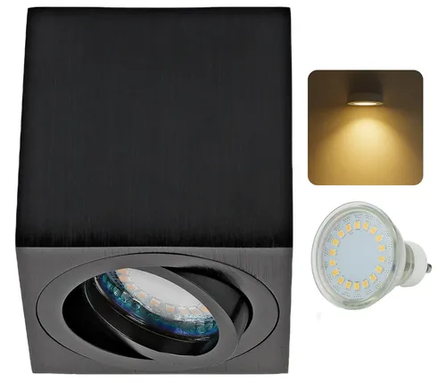 Sweet LED LED Deckenspots GU10 5 W 430lm LED Aluminium Aufbaustrahler eckig 230V, schwenkbar, LED fest integriert, Warmweiß, Deckenaufbauleuchte, Spotleuchte, Aufputzleuchte