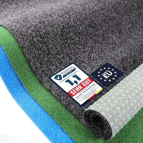 Primaflor Rasenteppich PARK Anthrazit Musterstück | 8 mm | UV-stabilisiert | wasserdurchlässig | Noppenrücken | schnelltrocknend | Rasenteppich nach Maß | Outdoor Bodenbelag für Eingang und Flur
