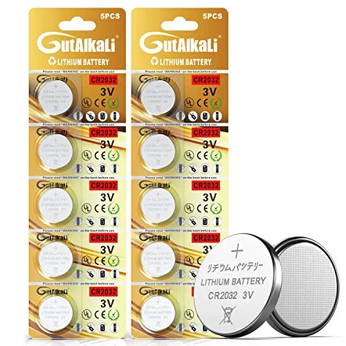 GutAlkaLi CR2032 3V Lithium Knopfzellen Batterien CR 2032 Lithium 10 Stück Knopfzelle Batterie