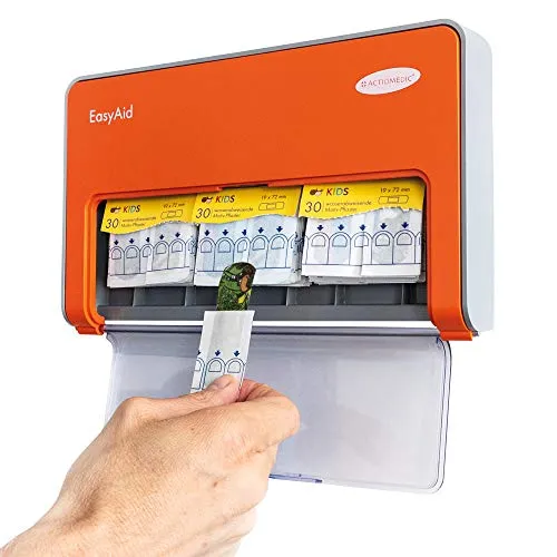 Gramm Medical EasyAid-Pflasterspender KIDS - Pflaster & Pflasterspender mit 90 wasserabweisenden KIDS Motiv-Pflasterstrips – ideal für die Erste Hilfe bei Kindern und sorgt für Spaß beim Verbinden.