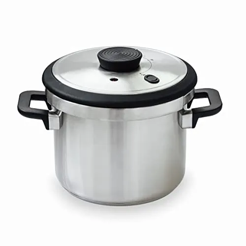 Lacor - 71786 - Superschneller Schnellkochtopf mit hitzebeständigen Sicuro Griffen - Induktion - Edelstahl 18/10 - Thermodiffusor Boden - 6L - 22cm.