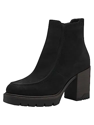 Tamaris Damen Boots mit Absatz Leder Blockabsatz; BLACK/schwarz; 39 EU
