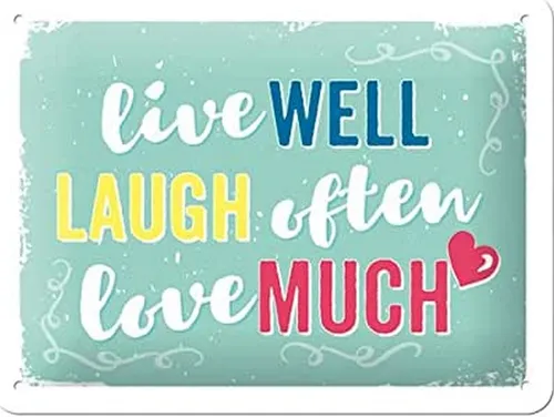 Live Well Laugh Often Liebe Viel Kleines Stahlschild 200mm x 150mm Reduzierte