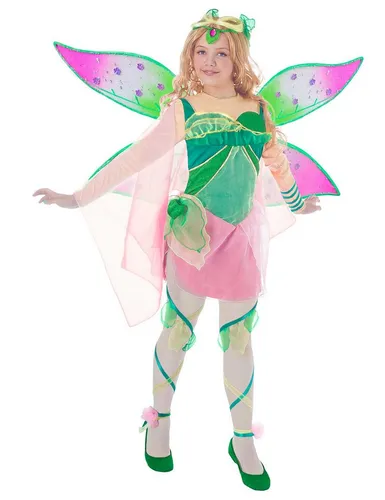 Ciao- Flora Bloomix Winx Club Kostüm - Offizielles Winx Club Kostüm für Mädchen (Größe 4-6 Jahre) mit Kleid, Glitzerflügeln und Tiara - perfekt für Karneval, Geburtstagsfeiern und Cosplay.