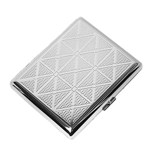 Klassische Retro-Zigarettenetui/Aufbewahrungsbox aus Metall, kann 18–20 Zigaretten mit einer Länge von 100 mm aufnehmen (Silver)