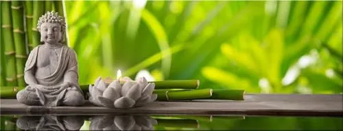 artissimo, Glasbild, 80x30cm, AG3442A, Innere Kraft, Buddha, grün, Bild aus Glas, moderne Wanddekoration aus Glas, Wandbild Wohnzimmer modern