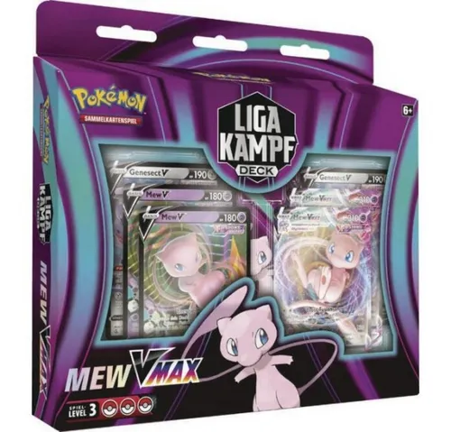 POKÉMON Sammelkarte Liga Kampfdeck Mew-VMAX - Sammelkarten für Pokémon-Fans, inklusive 60 spielbarer Karten und 2 holografischen Mew-VMAX Karten – ideal für spannende Duelle!