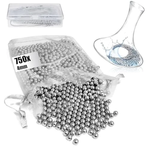 com-four® 750x Edelstahl Reinigungsperlen mit Box – Reinigungskugeln für Flaschen, Weindekanter, Isolierkannen & Thermobecher – rostfrei & wiederverwendbar (1 Stück (750 4mm))