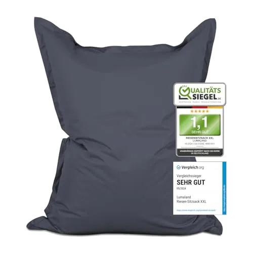 Lumaland Sitzsack XXL Bean Bag Riesen-Sitzkissen 380L in grau von Lumaland