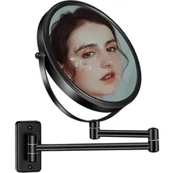 Kosmetikspiegel Wandmontage 8 Zoll 1X 10X 360° Schwenkbar Schwarz - Der Kosmetikspiegel Wandmontage 8 Zoll bietet 1X- und 10X-Vergrößerung für präzises Make-up und Rasur. Mit 360°-Schwenkbarkeit und verstellbarer Stange ist er der perfekte Begleiter für jedes Badezimmer oder Schlafzimmer.