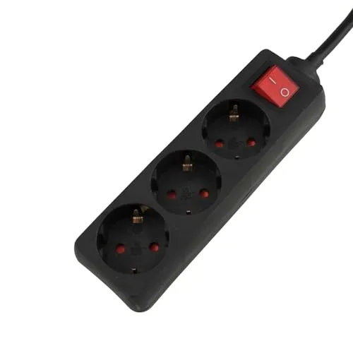 UNITEC Tischsteckdose 3-Fach mit Schalter, Steckdosenleiste, 1,4 m Zuleitung, schwarz