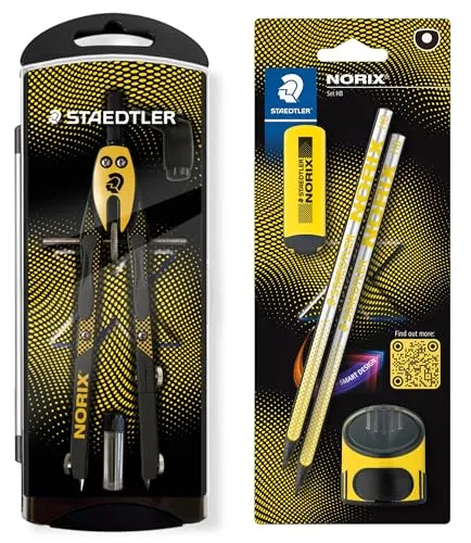 STAEDTLER NORIX Schnellverstellzirkel Set mit Bleistiften und Zubehör