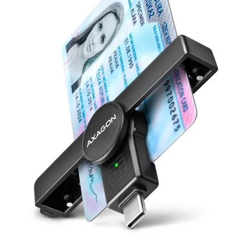 Axagon CRE-SMPC USB-C Smart Card Reader - Praktischer USB-C Kartenleser, ideal für schnelle Datenübertragungen und kompatibel mit zahlreichen Speicherkartenformaten.