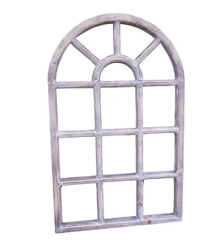 Deko-Impression Wanddekoobjekt Sprossenfenster - Sonstige Wanddekoration, stilvolles halbrundes Design aus Holz mit 14 Feldern für kreative Bildpräsentation.