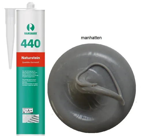 Ramsauer Dichtstoff Ramsauer 440 Naturstein Silikon Dichtstoff 310ml Kartusche, gebrauchsfertig, UV beständig, neutral vernetzend, schnellhärtend, pilzhemmend