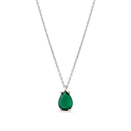 Einzelstück Halskette mit Tropfen Kristall Anhänger - 925 Sterling Silber - Ketten für Damen: Filigrane Halskette aus 925 Sterling Silber mit Tropfen Kristall Anhänger, hypoallergen und perfekt als Geschenk für besondere Anlässe.