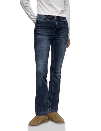 Street One Bootcut Jeans Blue Black Random Washed 27 - Stilvolle Bootcut Jeans im Slim Fit mit hoher Taille und blauer Waschung. Ideal für vielseitige Outfits, bequem und modisch zugleich. Maße bei EU-Größe 29: unterste Weite 23 cm, Innenbeinlänge 77 cm.