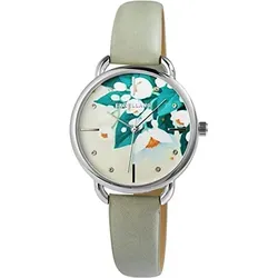 Excellanc Quarzuhr Damenarmbanduhr - Modische Armbanduhren mit floralem Zifferblatt und funkelnden Similisteinen. Hochwertiges Quarzuhrwerk und mintfarbenes Lederimitatarmband machen diese Uhr zum perfekten Accessoire für jedes Outfit.
