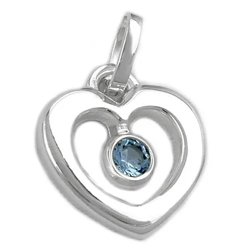 Kettenanhänger Herz mit Blautopas aus Silber - Eleganter Herzanhänger aus 925 Sterlingsilber, ideal für Damen. Lieferung inklusive kleiner Schmuckschachtel – perfekt als Geschenk!
