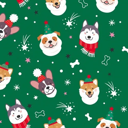 Servietten Merry Paws Hunde im Winterlook Mützchen Weihnachten Sterne 33x33cm 20
