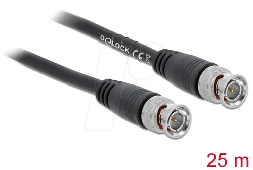 DELOCK 80088 Videokabel BNC Stecker 25m - Videokabel für störungsfreie Übertragung in der Veranstaltungstechnik, mit Bajonettverschluss für sicheren Halt und 75 Ohm Impedanz.