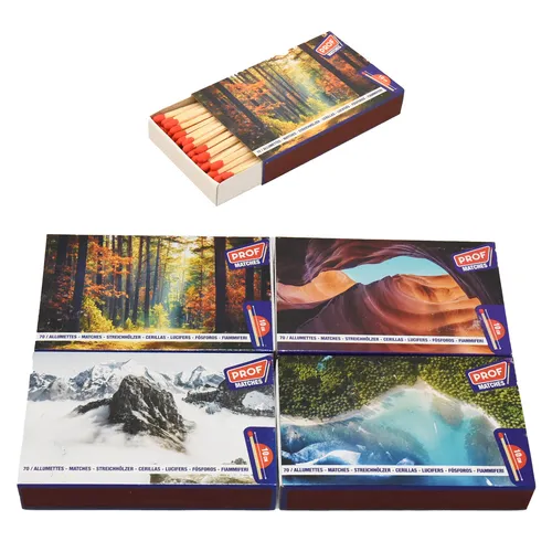 Streichhölzer Natur Motive Streichholzschachteln 4 X 70er Packungen / 10cm 280