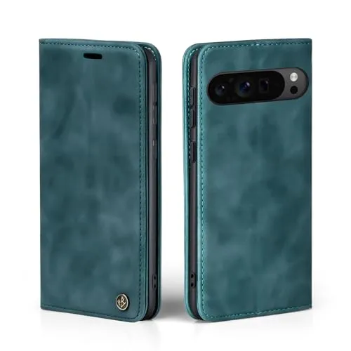 LBH Handyhülle für Google Pixel 9 Pro XL in Petrol Blau mit Karten- und Geldfach Smartphone Hülle mit Standfunktion Flip Case Schutzhülle Magnetverschluss Vintage