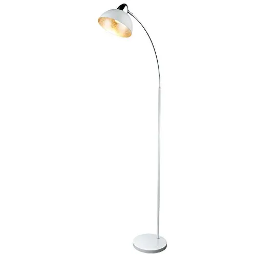 Elegante Bogenleuchte in Blattsilber und Chrom - Stehleuchte für Wohn- und Schlafzimmer, mit beweglichem Spot und edlem Blattsilber Design für stimmungsvolles Licht.