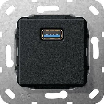 Gira 568210 USB 3.0 A Kupplung, Einsatz, schwarz matt in schwarz von Gira