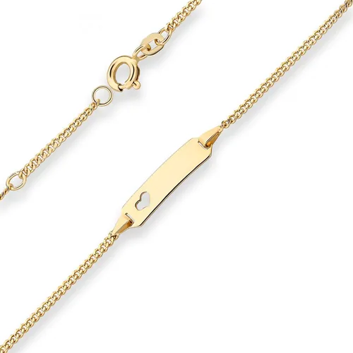 1,7mm Id-Armband Panzerkette mit Herz aus 585 Gelbgold 16cm - Hübsches Kinderarmband aus 14 Karat Gelbgold, 16 cm lang. Die Panzerkette mit Herzmotiv ist ein stilvolles Accessoire für besondere Anlässe.