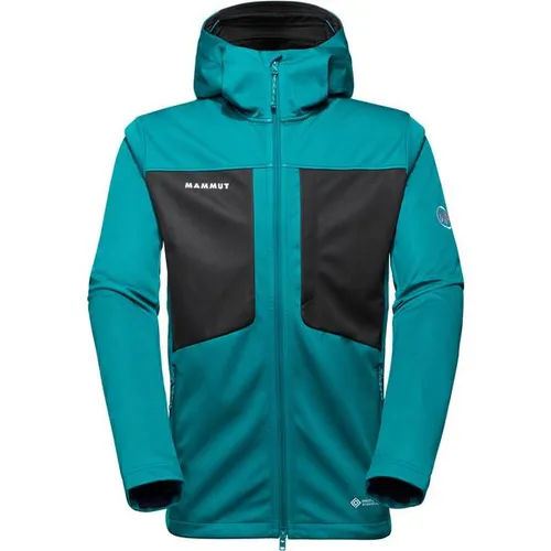 Mammut Ultimate VIII SO Hooded Jacket Men Deep Teal-Black (M) - Outdoor Jacke mit WINDSTOPPER-Technologie, atmungsaktiv und umweltfreundlich. Ideal für Wandern und Trekking, bietet optimalen Schutz bei Wind und Wetter.