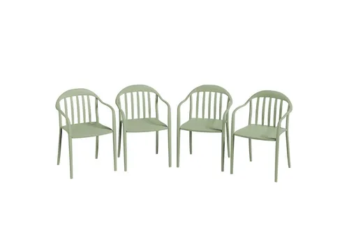 Outsunny Gartenstuhl 4er Set - Wetterfeste Stapelstühle mit Armlehne - Gartenstühle aus robustem Kunststoff, perfekt für Outdoor-Events. Stapelbar, UV-beständig und bis 120 kg belastbar, bieten sie optimalen Sitzkomfort für Garten, Balkon oder Terrasse.