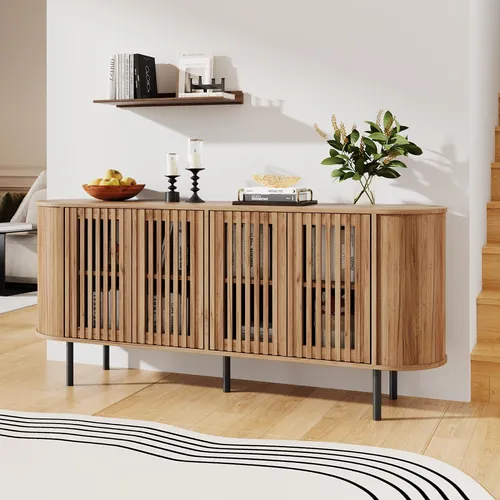 MODFU Sideboard mit Rattan-Optik, 160 x 40 x 70 cm