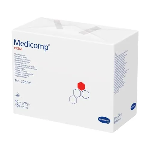 Medicomp Extra Vlieskompressen 10 x 20 cm, 6-fach, unsteril, 100 Stück