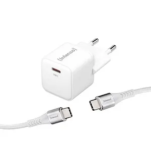 Intenso W30C + C315C USB-C Kabel GaN-Ladeadapter weiß, 30 Watt